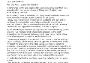 Sample Substitute Teacher Resume Cover Letter Substitute Teacher Cover Letter Sample