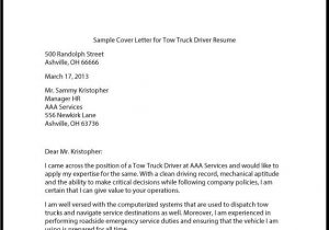 Sample Truck Driver Resume Cover Letter Great Sample Resume tow Truck Driver Cover Letter Sample