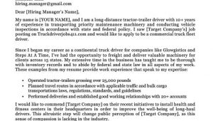 Sample Truck Driver Resume Cover Letter Truck Driver Cover Letter Sample