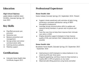 Samples Of Home Health Aide Resumes Certified Home Health Aide Resume Examples In 2022 – Resumebuilder.com