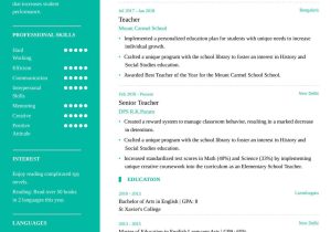 Samples Of Objectives In Resumes for English Teachers Teacher Resume format and Resume Example for School Teachers – My …