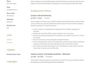 Samples Of Resume Objective for College Professor Lecturer Resume & Writing Guide  18 Free Examples 2020