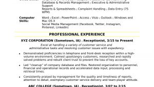 Samples Of Resumes for Receptionist Position Receptionist Resume Sample