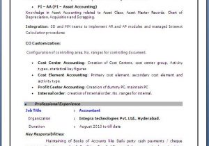 Sap Fico Sample Resume for Experienced Sap Fico Resume 3 Years Experience