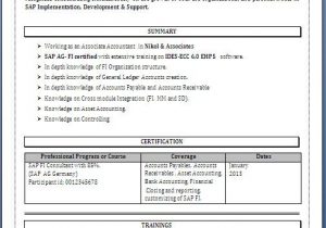 Sap Fico Sample Resume for Experienced Sap Fico Resume format