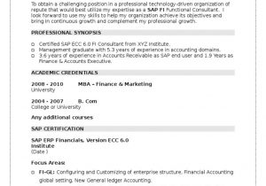 Sap Hcm Resume Samples for Freshers Sample Fresher Resume Of Sap Fi Certified Sap Se