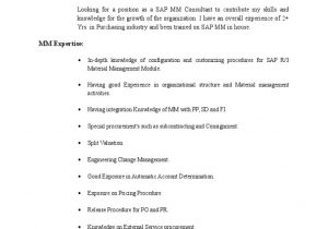 Sap Hcm Resume Samples for Freshers Sap Mm Fresher Resume Sap Se