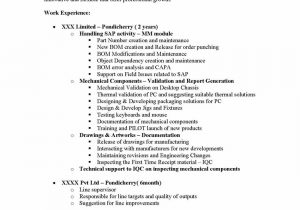 Sap Mm Sample Resume 3 Years Experience Sap Mm Materials Management Sample Resume 3 06 Years