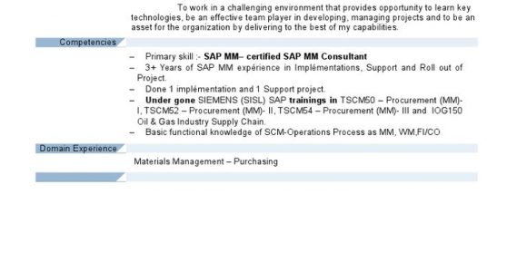 Sap Mm Sample Resume 3 Years Experience Sap Mm Module Resume with 3 Years Experience