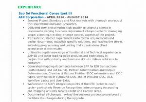 Sap Sd Functional Consultant Resume Sample Sap Sd Functional Consultant Resume Samples