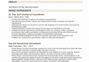 Sap Sd Functional Consultant Resume Sample Sap Sd Functional Consultant Resume Samples