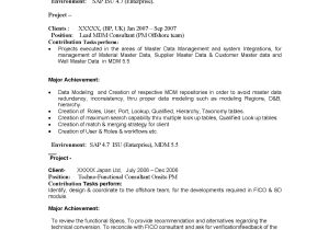 Sap Sd Techno Functional Consultant Sample Resume Sap is Sample Resumes