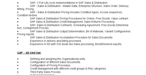 Scheduling Agreements Sap Sd Sample Resumes Sap Sd Consultant Resume Pdf Sap Se Brand