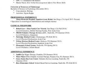 School Based Occupational therapy Resume Sample Occupational therapy Resume 2016