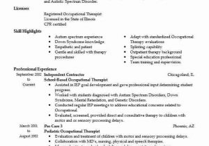 School Based Occupational therapy Resume Sample School Based therapist Resume Example the Guidance Center