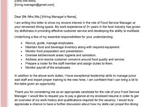 School Food Service Supervisor Sample Resume Food Service Manager Cover Letter Examples – Qwikresume