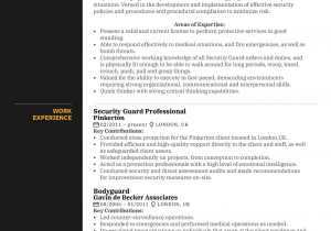 Security Guard Resume Examples and Samples Security Guard Professional Resume Sample