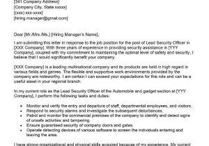 Security Officer Resume Cover Letter Sample Lead Security Officer Cover Letter Examples – Qwikresume
