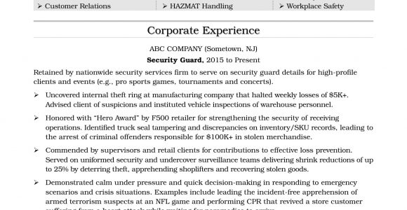 Security Officer Resume Examples and Samples Security Guard Resume Sample