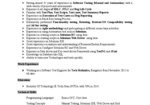 Selenium Sample Resume for 3 Years Experience Rupa Resume with 3 Years Of Experience