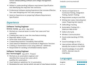 Selenium Testing Resume Sample for Freshers software Testing Resume Sample 2021 Writing Guide & Tips …