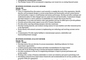 Senior Business Systems Analyst Resume Sample Business Systems Analyst Senior Resume Samples