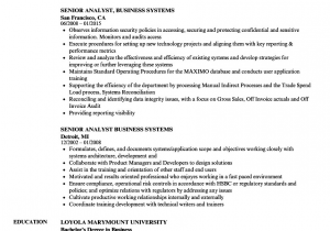 Senior Business Systems Analyst Resume Sample Senior Analyst Business Systems Resume Samples