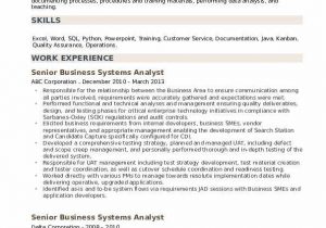 Senior Business Systems Analyst Resume Sample Senior Business Systems Analyst Resume Samples