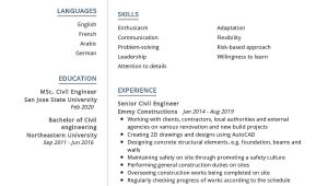 Senior Civil Engineer Resume Sample Canada Senior Civil Engineer Resume Sample 2021 Writing Guide – Resumekraft
