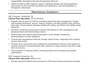 Senior Clinical Research associate Resume Sample Clinical Data Specialist Resume Sample Monster.com
