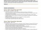 Senior Talent Acquisition Specialist Resume Sample Senior Talent Acquisition Specialist Resume Samples