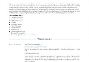 Sheet Metal Production Engineer Resume Sample 13 Manufacturing Engineer Resume 13 Production Engineer
