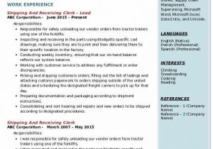 Shipping and Receiving Clerk Resume Sample Shipping and Receiving Clerk Resume Samples