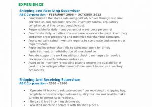 Shipping and Receiving Supervisor Resume Sample Shipping and Receiving Supervisor Resume Samples