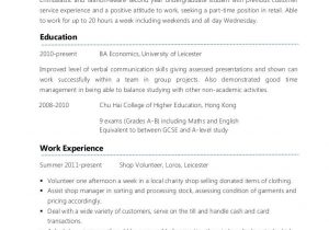 Simple Resume Template for Part Time Job Example Part-time Cv