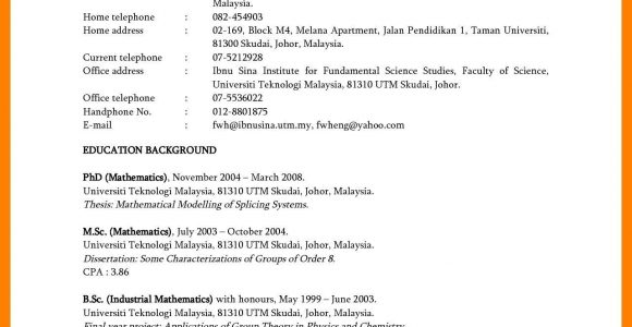 Simple Sample Resume format Free Download Simple Resume Template Malaysia Free Download with Simple