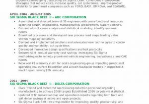 Six Sigma Black Belt Resume Sample Six Sigma Black Belt Resume Samples