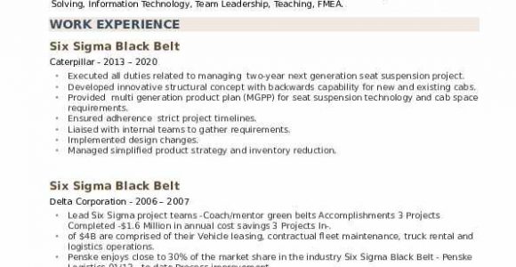 Six Sigma Black Belt Resume Sample Six Sigma Black Belt Resume Samples