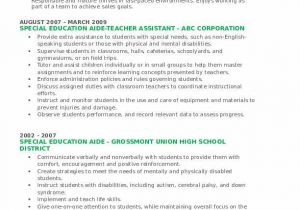 Special Education Teacher Aide Resume Samples Special Education Aide Resume Samples