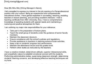 Special Education Teacher Resume Cover Letter Sample Paraprofessional Cover Letter Examples – Qwikresume
