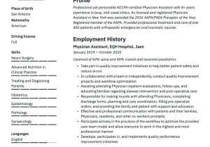 Sports Medicine Medical assistant Resume Sample Physician assistant Resume & Tip Guide  20 Free Templates