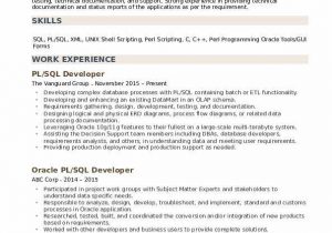 Sql Developer Sample Resume for Experienced Pl Sql Developer Resume Samples