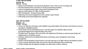 Sql Developer Sample Resume for Experienced Sql Developer Resume