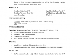 Student Resume Sample for Part Time Job Part Time Student Job Resume format
