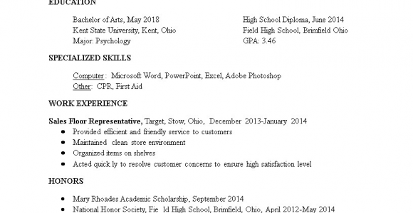 Student Resume Sample for Part Time Job Part Time Student Job Resume format