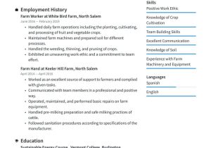 Technical Worker at the Farm Resume Sample Farm Worker Resume Example & Writing Guide Â· Resume.io