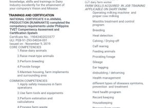 Technical Worker at the Farm Resume Sample Resume Sample Pdf Pdf Dairy Calf