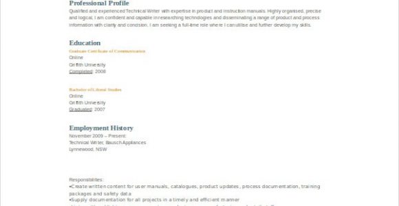 Technical Writer Resume Sample for Fresher 10 Technical Writer Resume Templates Pdf Doc