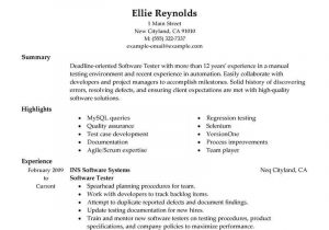 Testing Resume Sample for 1 Year Experience software Testing Resume for 1 Year Experience Best