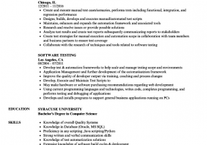 Testing Resume Sample for 1 Year Experience software Testing Resume for 1 Year Experience Best
